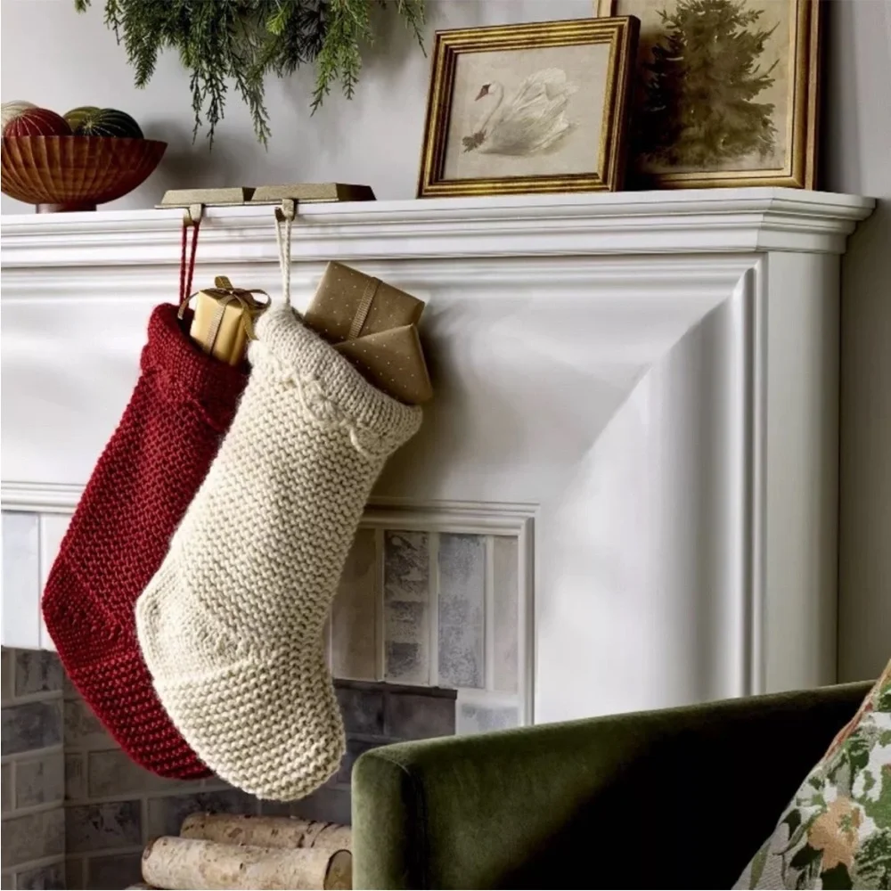 Knit Stocking with Scallop Trim Cream - Threshold designed with Studio McGee